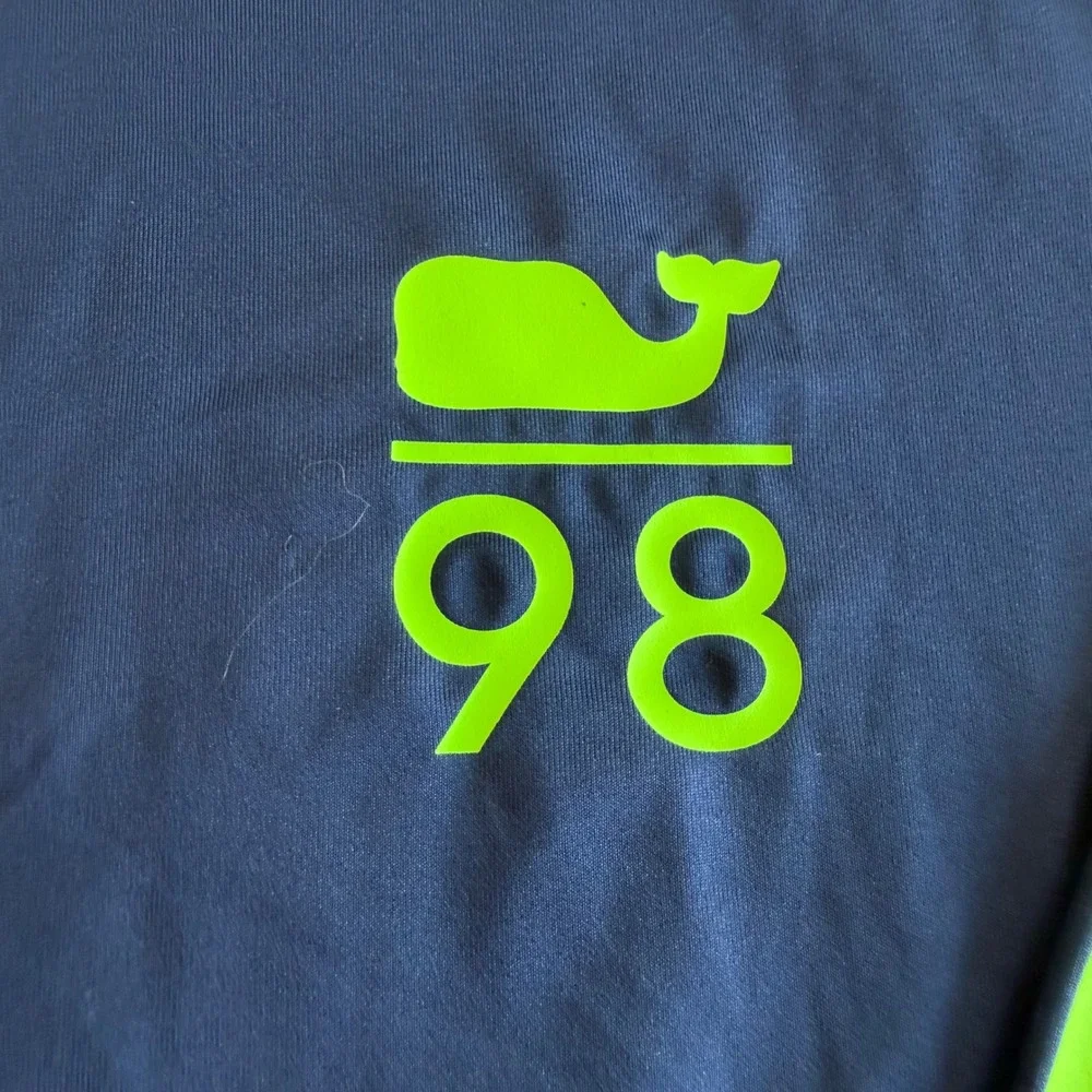 Vineyard Vines Performance Hoodie‎ Navy Blue Neon Green Logo Mens XS Long Sleeve